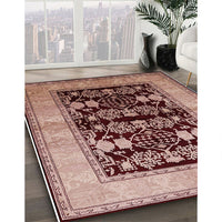 Mid-Century Modern Dark Salmon Pink Oriental Rug, urb2960