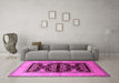 Machine Washable Oriental Pink Industrial Rug in a Living Room, wshurb2960pnk