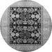 Round Machine Washable Oriental Gray Industrial Rug, wshurb2960gry