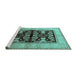 Sideview of Machine Washable Oriental Turquoise Industrial Area Rugs, wshurb2960turq