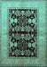 Machine Washable Oriental Turquoise Industrial Area Rugs, wshurb2960turq