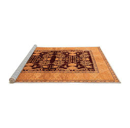 Sideview of Machine Washable Oriental Orange Industrial Area Rugs, wshurb2960org
