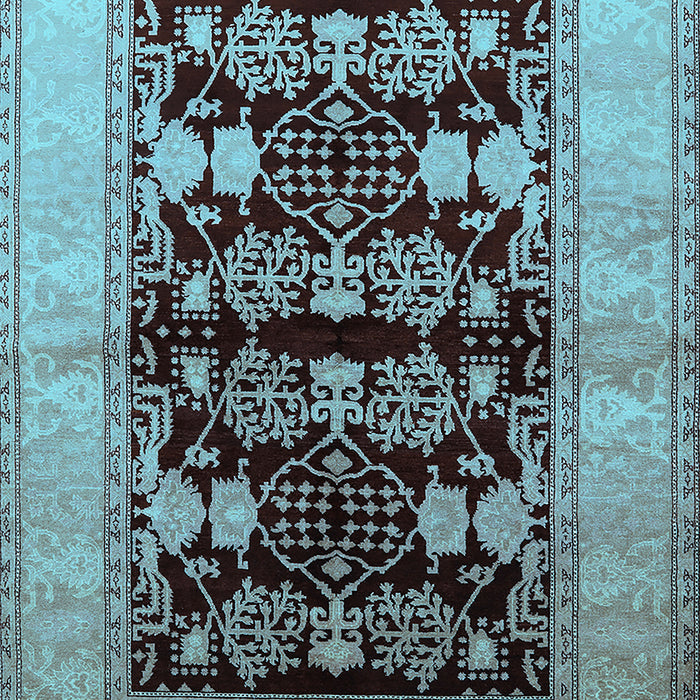 Machine Washable Oriental Light Blue Industrial Rug, wshurb2960lblu