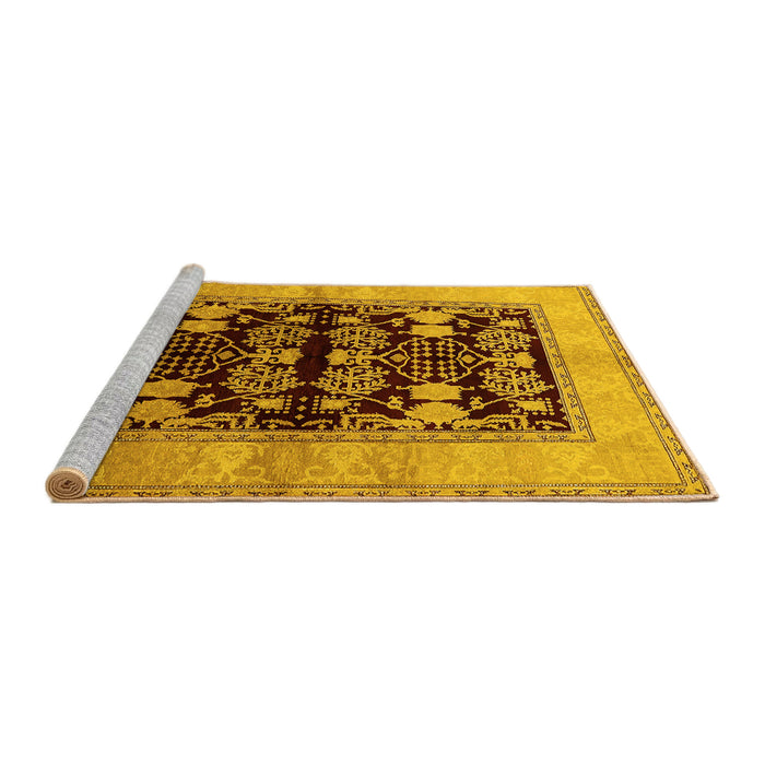 Sideview of Machine Washable Oriental Yellow Industrial Rug, wshurb2960yw