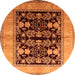 Round Machine Washable Oriental Orange Industrial Area Rugs, wshurb2960org