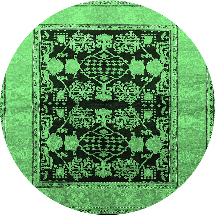 Round Oriental Emerald Green Industrial Rug, urb2960emgrn