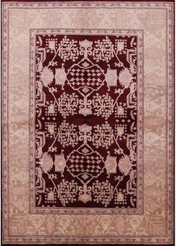Mid-Century Modern Dark Salmon Pink Oriental Rug, urb2960