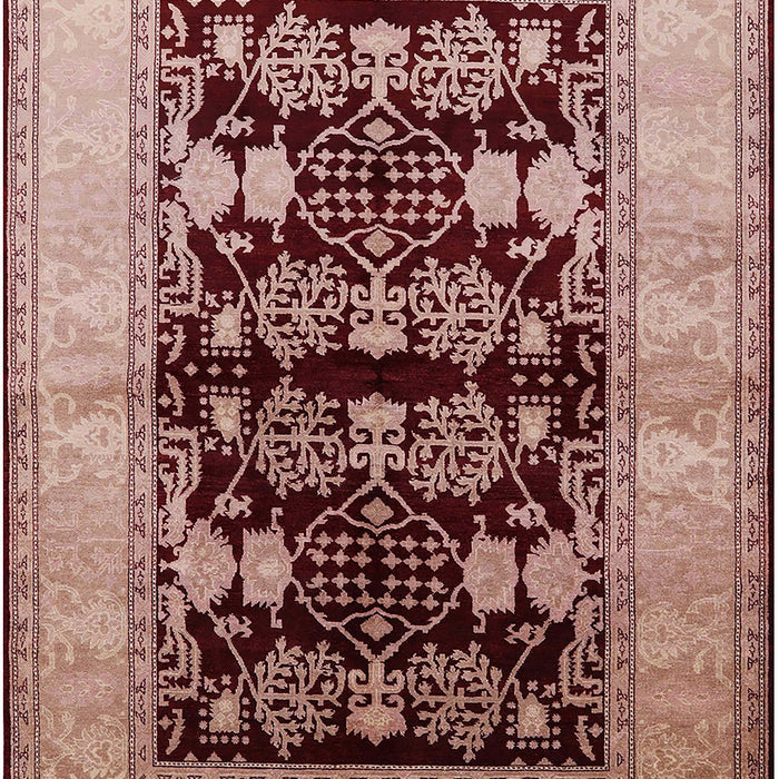 Mid-Century Modern Dark Salmon Pink Oriental Rug, urb2960