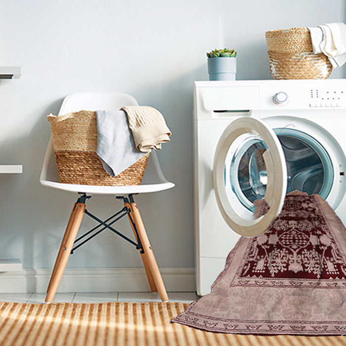 Machine Washable Industrial Modern Dark Salmon Pink Rug in a Washing Machine, wshurb2960