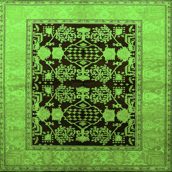 Square Machine Washable Oriental Green Industrial Area Rugs, wshurb2960grn