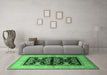 Machine Washable Oriental Emerald Green Industrial Area Rugs in a Living Room,, wshurb2960emgrn