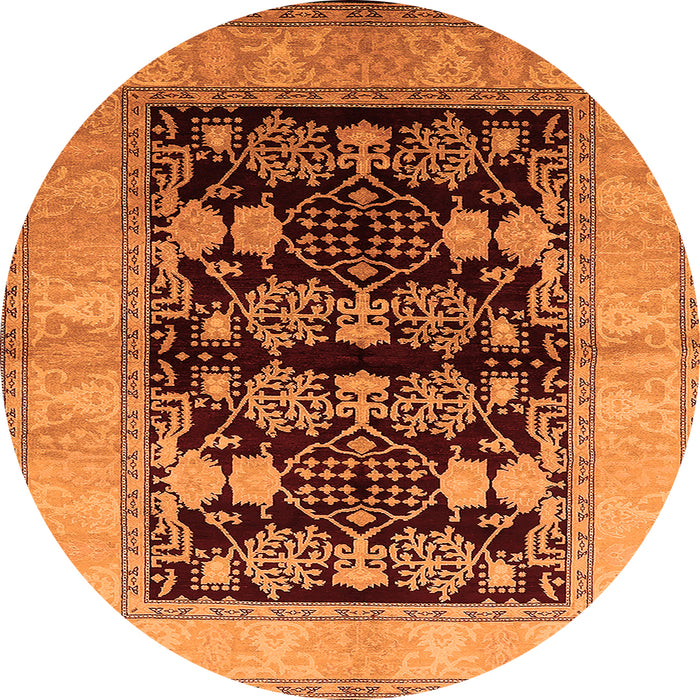 Round Oriental Orange Industrial Rug, urb2960org