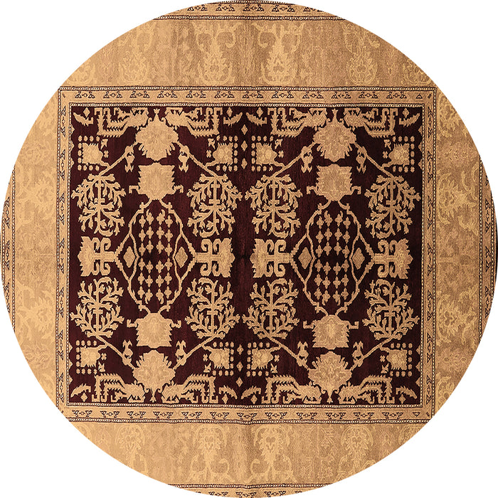 Round Oriental Brown Industrial Rug, urb2960brn