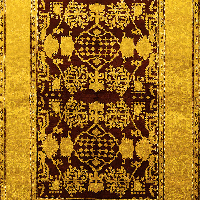 Machine Washable Oriental Yellow Industrial Rug, wshurb2960yw