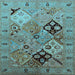 Square Oriental Light Blue Industrial Rug, urb2961lblu