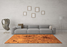 Machine Washable Oriental Orange Industrial Area Rugs in a Living Room, wshurb2961org