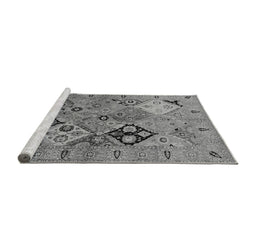 Sideview of Machine Washable Oriental Gray Industrial Rug, wshurb2961gry