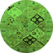 Round Oriental Green Industrial Rug, urb2961grn