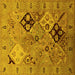 Square Machine Washable Oriental Yellow Industrial Rug, wshurb2961yw