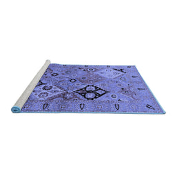 Sideview of Machine Washable Oriental Blue Industrial Rug, wshurb2961blu
