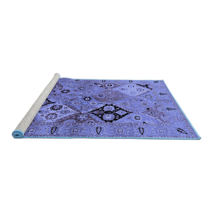 Sideview of Machine Washable Oriental Blue Industrial Rug, wshurb2961blu