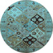 Round Oriental Light Blue Industrial Rug, urb2961lblu