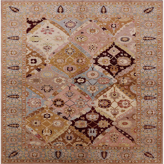 Square Mid-Century Modern Light Copper Gold Oriental Rug, urb2961