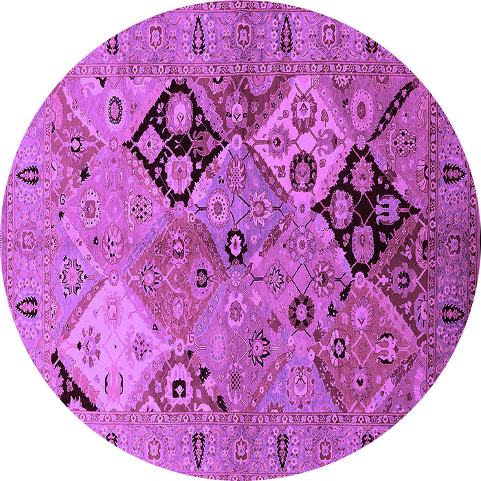 Round Machine Washable Oriental Purple Industrial Area Rugs, wshurb2961pur