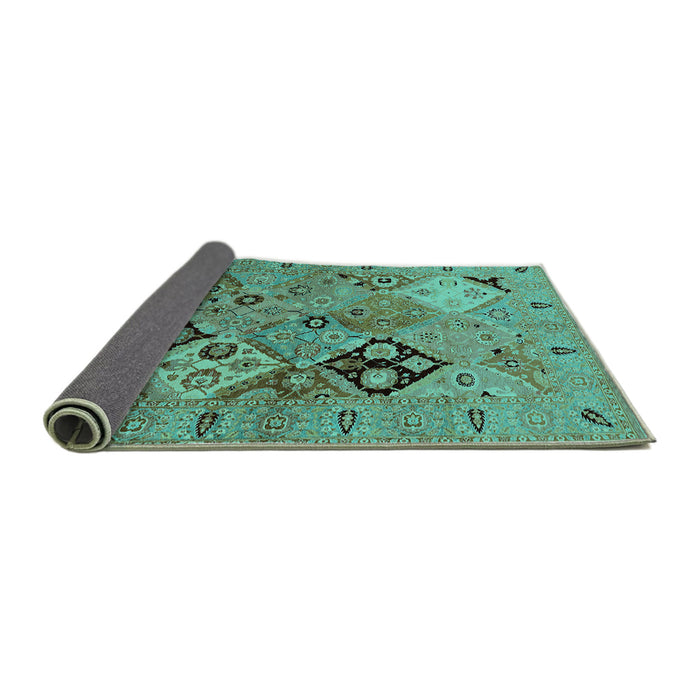 Sideview of Oriental Turquoise Industrial Rug, urb2961turq