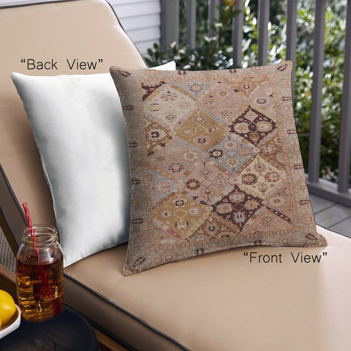 Front View of Mid-Century Modern Urban Square Light Copper Gold Throw Pillow, 18 inch by 18 inch, pwurb2961