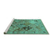 Sideview of Machine Washable Oriental Turquoise Industrial Area Rugs, wshurb2961turq