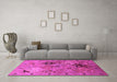 Machine Washable Oriental Pink Industrial Rug in a Living Room, wshurb2961pnk