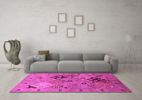 Machine Washable Oriental Pink Industrial Rug, wshurb2961pnk