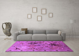 Machine Washable Oriental Purple Industrial Area Rugs in a Living Room, wshurb2961pur