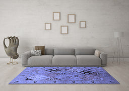 Machine Washable Oriental Blue Industrial Rug in a Living Room, wshurb2961blu