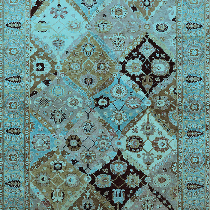 Machine Washable Oriental Light Blue Industrial Rug, wshurb2961lblu