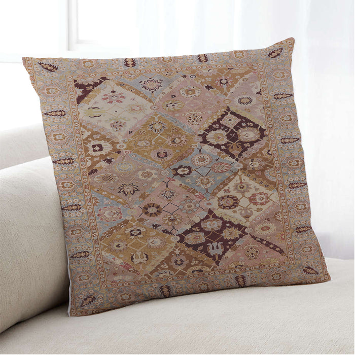 Lifestyle Image of Mid-Century Modern Urban Square Light Copper Gold Throw Pillow, 18 inch by 18 inch, pwurb2961