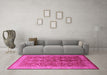 Machine Washable Oriental Pink Industrial Rug in a Living Room, wshurb2962pnk