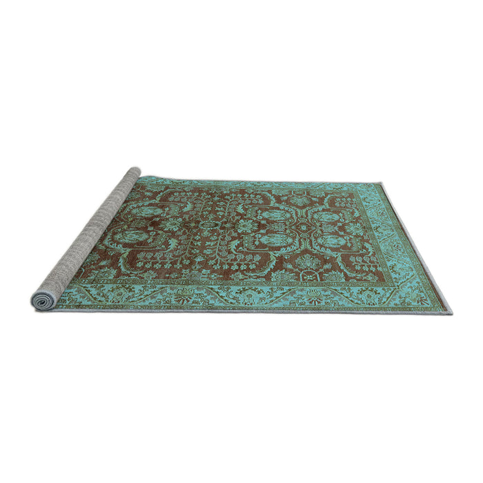 Sideview of Machine Washable Oriental Light Blue Industrial Rug, wshurb2962lblu