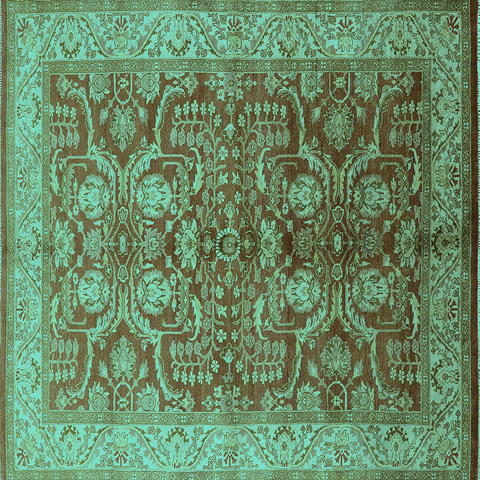 Square Machine Washable Oriental Turquoise Industrial Area Rugs, wshurb2962turq