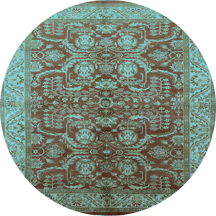 Round Oriental Light Blue Industrial Rug, urb2962lblu