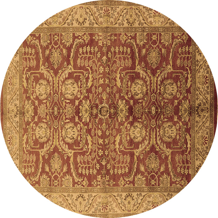 Round Machine Washable Oriental Brown Industrial Rug, wshurb2962brn