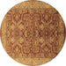 Round Machine Washable Oriental Brown Industrial Rug, wshurb2962brn