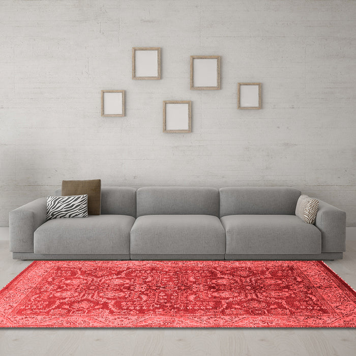 Industrial Red Washable Rugs