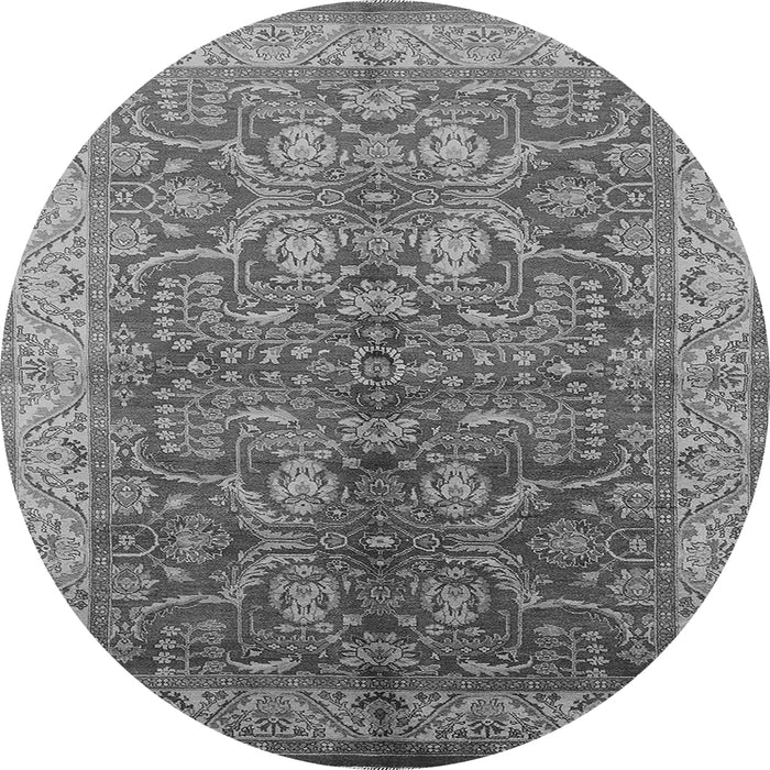 Round Machine Washable Oriental Gray Industrial Rug, wshurb2962gry
