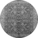 Round Machine Washable Oriental Gray Industrial Rug, wshurb2962gry