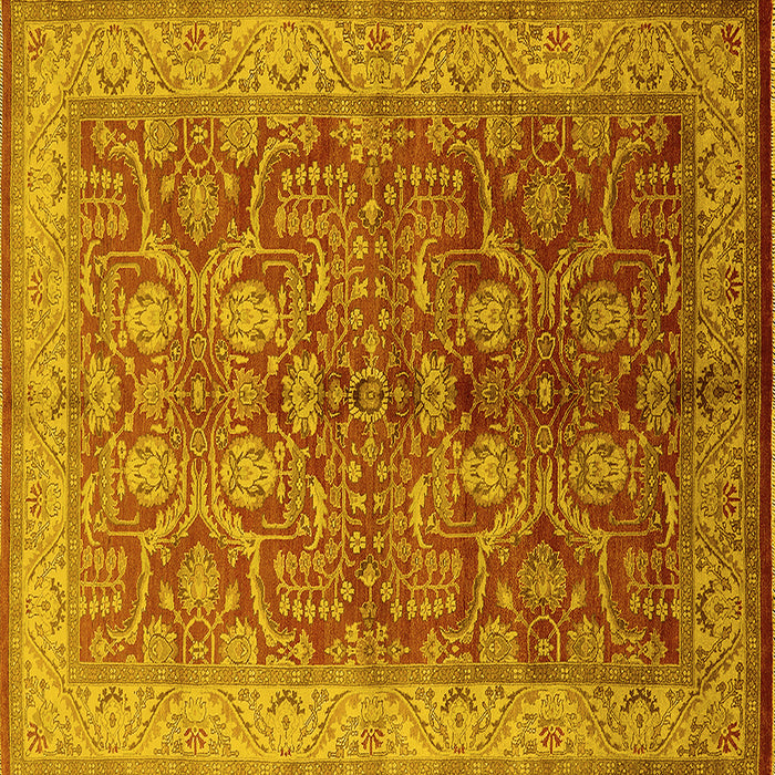 Square Machine Washable Oriental Yellow Industrial Rug, wshurb2962yw