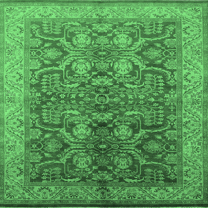 Square Machine Washable Oriental Emerald Green Industrial Area Rugs, wshurb2962emgrn