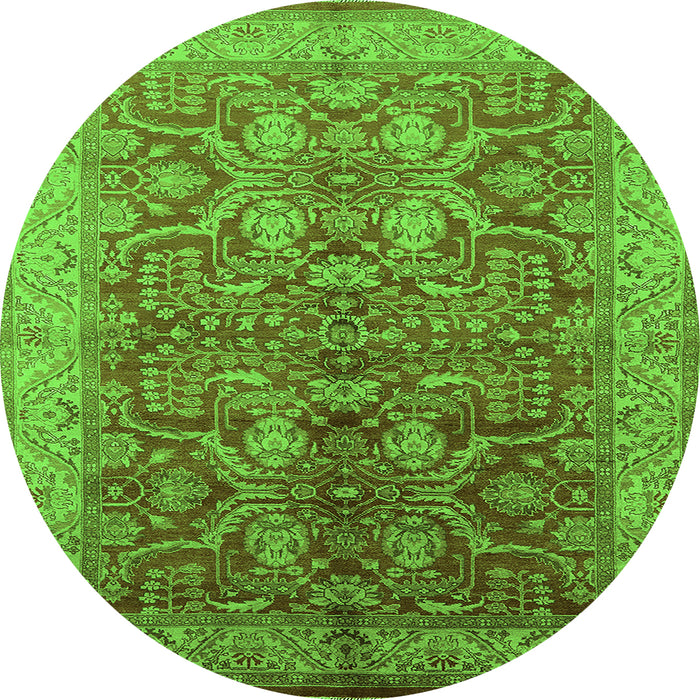 Round Oriental Green Industrial Rug, urb2962grn