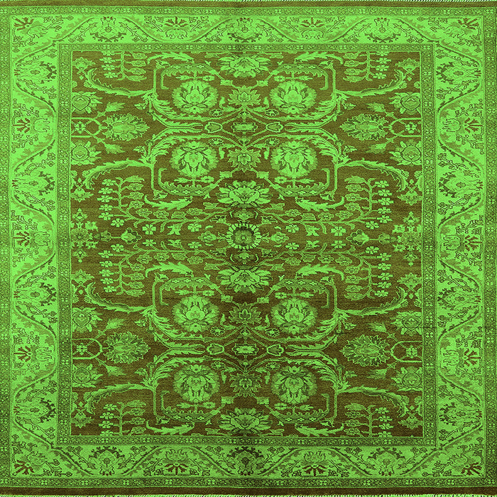Square Machine Washable Oriental Green Industrial Area Rugs, wshurb2962grn